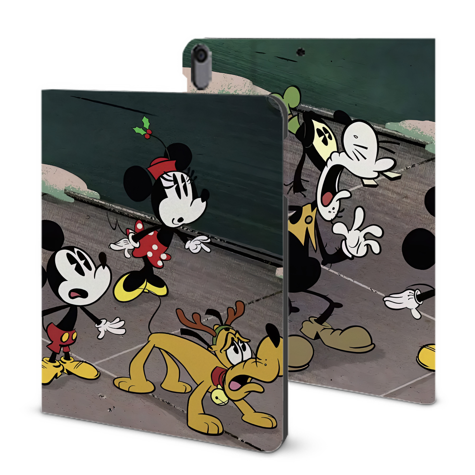 （画像用） ミッキーマウス Mickey Mouse IPad ケース ブック型 PUレザー TPU 耐衝撃 軽量 薄型 ペン収納なし 全面保護 IPad 各モデル対応